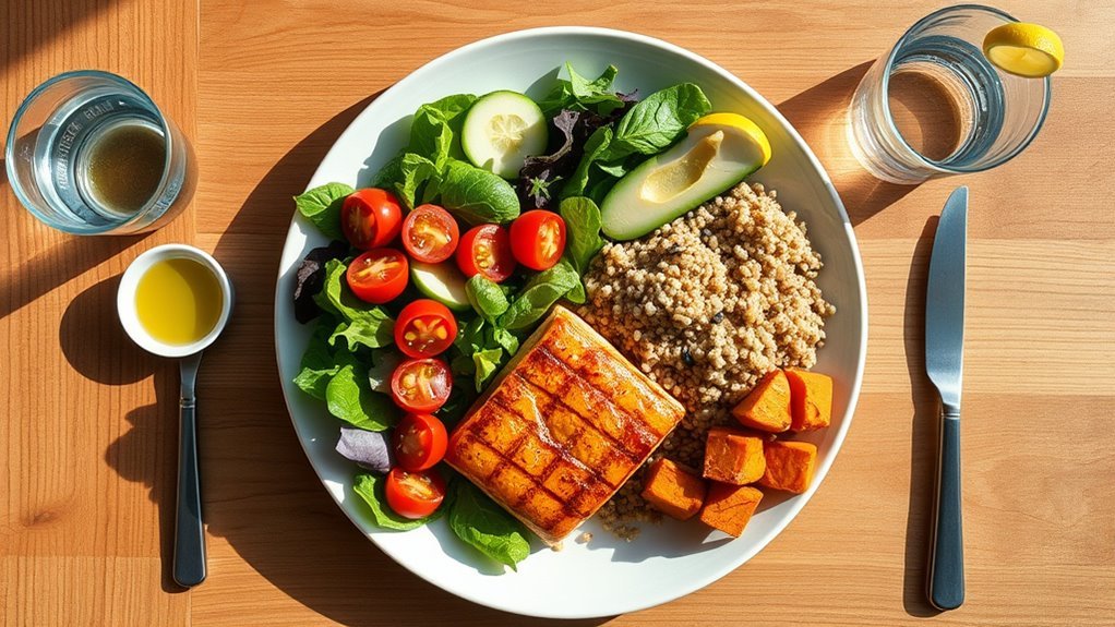 balanced colorful nutritious plate