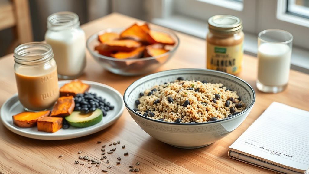 balanced vegan meal composition
