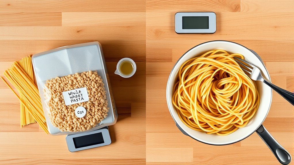 comparing cooked and uncooked