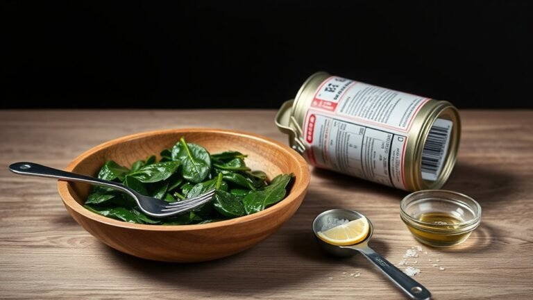 nutritional facts of canned spinach